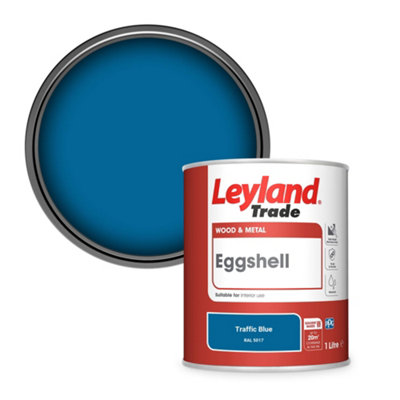 Leyland Trade Wood & Metal Eggshell Paint Traffic Blue (RAL 5017) 1L