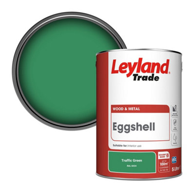 Leyland Trade Wood & Metal Eggshell Paint Traffic Green (RAL 6024) 5L