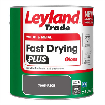 Leyland Trade Wood & Metal Fast Drying PLUS Gloss Paint (7005-R20B) 2.5L