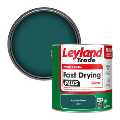 Leyland Trade Wood & Metal Fast Drying PLUS Gloss Paint Amulet Green (16D45) 2.5L