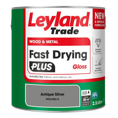 Leyland Trade Wood & Metal Fast Drying PLUS Gloss Paint Antique Silver (PPG1002-5) 2.5L
