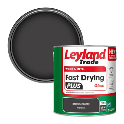 Leyland Trade Wood & Metal Fast Drying PLUS Gloss Paint Black Elegance (PPG1004-7) 2.5L