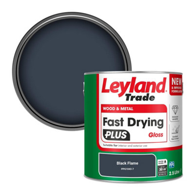 Leyland Trade Wood & Metal Fast Drying PLUS Gloss Paint Black Flame (PPG1043-7) 2.5L