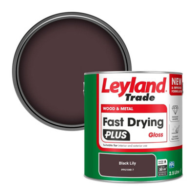 Leyland Trade Wood & Metal Fast Drying PLUS Gloss Paint Black Lily (PPG1048-7) 2.5L