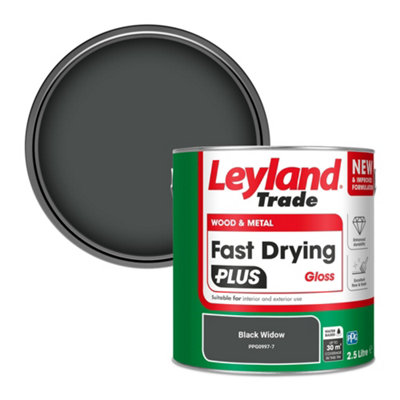 Leyland Trade Wood & Metal Fast Drying PLUS Gloss Paint Black Widow (PPG0997-7) 2.5L
