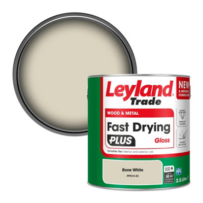 Leyland Trade Wood & Metal Fast Drying PLUS Gloss Paint Bone White (PPG14-22) 2.5L