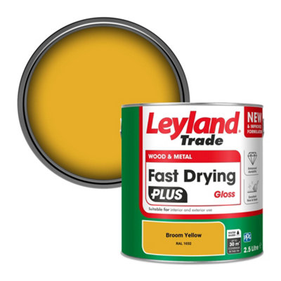 Leyland Trade Wood & Metal Fast Drying PLUS Gloss Paint Broom Yellow (RAL 1032) 2.5L