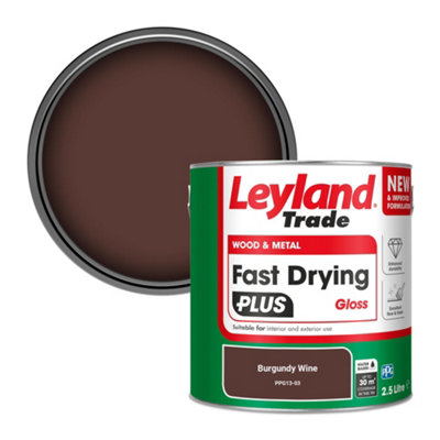 Leyland Trade Wood & Metal Fast Drying PLUS Gloss Paint Burgundy Wine (PPG13-03) 2.5L