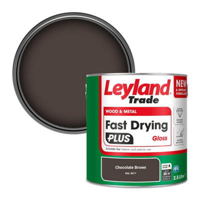 Leyland Trade Wood & Metal Fast Drying PLUS Gloss Paint Chocolate Brown (RAL 8017) 2.5L