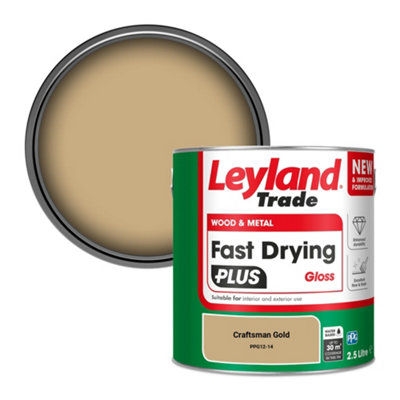 Leyland Trade Wood & Metal Fast Drying PLUS Gloss Paint Craftsman Gold (PPG12-14) 2.5L