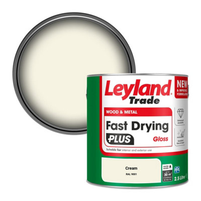 Leyland Trade Wood & Metal Fast Drying PLUS Gloss Paint Cream (RAL 9001) 2.5L