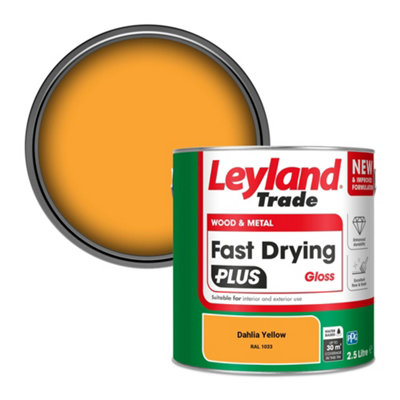 Leyland Trade Wood & Metal Fast Drying PLUS Gloss Paint Dahlia Yellow (RAL 1033) 2.5L