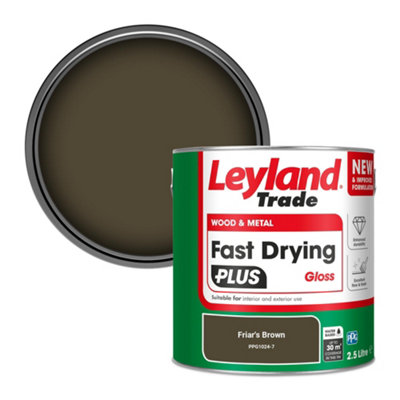 Leyland Trade Wood & Metal Fast Drying PLUS Gloss Paint Friar's Brown (PPG1024-7) 2.5L