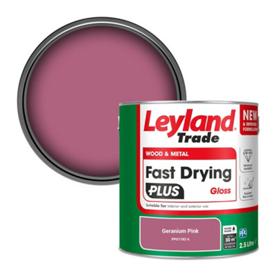 Leyland Trade Wood & Metal Fast Drying PLUS Gloss Paint Geranium Pink (PPG1182-6) 2.5L