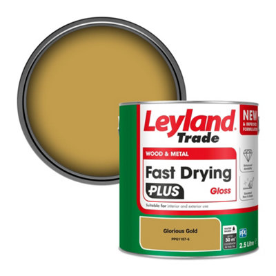 Leyland Trade Wood & Metal Fast Drying PLUS Gloss Paint Glorious Gold (PPG1107-6) 2.5L