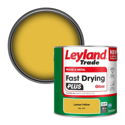 Leyland Trade Wood & Metal Fast Drying PLUS Gloss Paint Lemon Yellow (RAL 1012) 2.5L