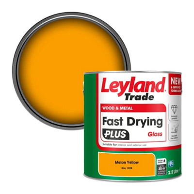 Leyland Trade Wood & Metal Fast Drying PLUS Gloss Paint Melon Yellow (RAL 1028) 2.5L