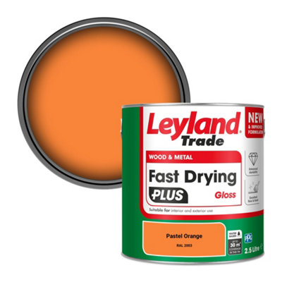 Leyland Trade Wood & Metal Fast Drying PLUS Gloss Paint Pastel Orange (RAL 2003) 2.5L