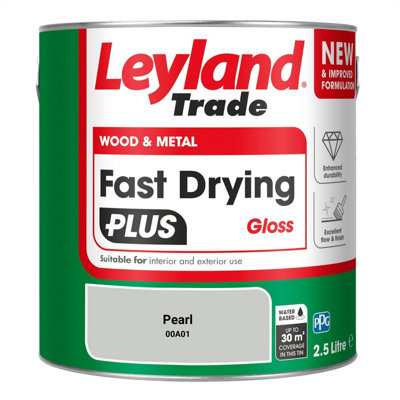 Leyland Trade Wood & Metal Fast Drying PLUS Gloss Paint Pearl (00A01) 2.5L