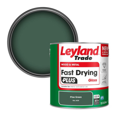 Leyland Trade Wood & Metal Fast Drying PLUS Gloss Paint Pine Green (RAL 6028) 2.5L
