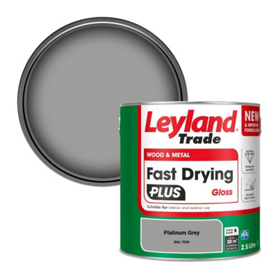 Leyland Trade Wood & Metal Fast Drying PLUS Gloss Paint Platinum Grey (RAL 7036) 2.5L