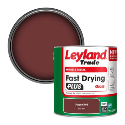 Leyland Trade Wood & Metal Fast Drying PLUS Gloss Paint Purple Red (RAL 3004) 2.5L