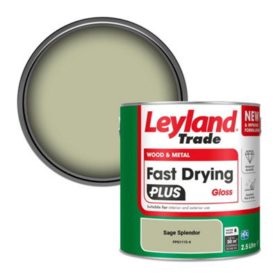 Leyland Trade Wood & Metal Fast Drying PLUS Gloss Paint Sage Splendor (PPG1115-4) 2.5L