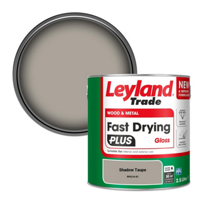 Leyland Trade Wood & Metal Fast Drying PLUS Gloss Paint Shadow Taupe (PPG14-01) 2.5L