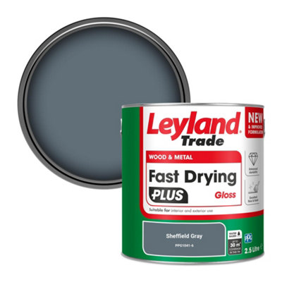 Leyland Trade Wood & Metal Fast Drying PLUS Gloss Paint Sheffield Gray (PPG1041-6) 2.5L