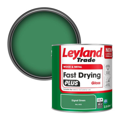 Leyland Trade Wood & Metal Fast Drying PLUS Gloss Paint Signal Green (RAL 6032) 2.5L