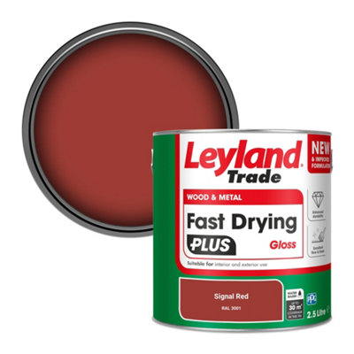 Leyland Trade Wood & Metal Fast Drying PLUS Gloss Paint Signal Red (RAL 3001) 2.5L