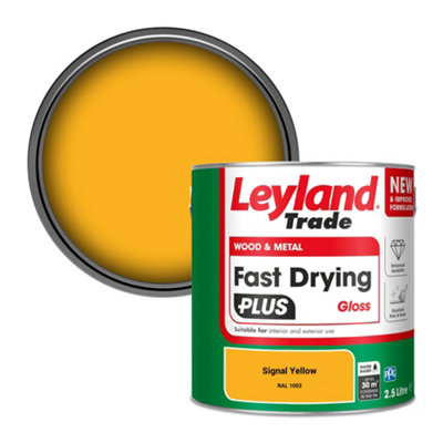 Leyland Trade Wood & Metal Fast Drying PLUS Gloss Paint Signal Yellow (RAL 1003) 2.5L