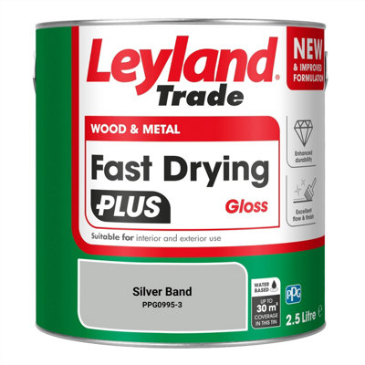 Leyland Trade Wood & Metal Fast Drying PLUS Gloss Paint Silver Band (PPG0995-3) 2.5L