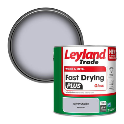 Leyland Trade Wood & Metal Fast Drying PLUS Gloss Paint Silver Chalice (PPG1174-3) 2.5L