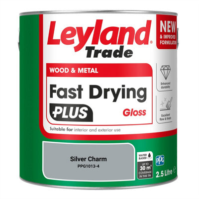 Leyland Trade Wood & Metal Fast Drying PLUS Gloss Paint Silver Charm (PPG1013-4) 2.5L