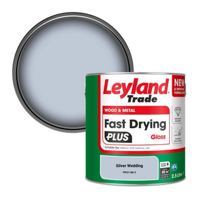 Leyland Trade Wood & Metal Fast Drying PLUS Gloss Paint Silver Wedding (PPG1168-3) 2.5L