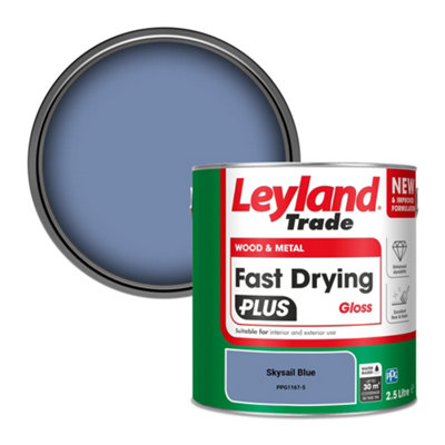 Leyland Trade Wood & Metal Fast Drying PLUS Gloss Paint Skysail Blue (PPG1167-5) 2.5L
