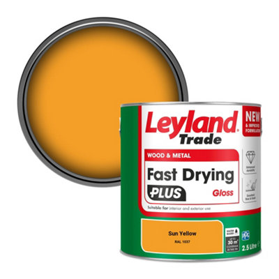 Leyland Trade Wood & Metal Fast Drying PLUS Gloss Paint Sun Yellow (RAL 1037) 2.5L