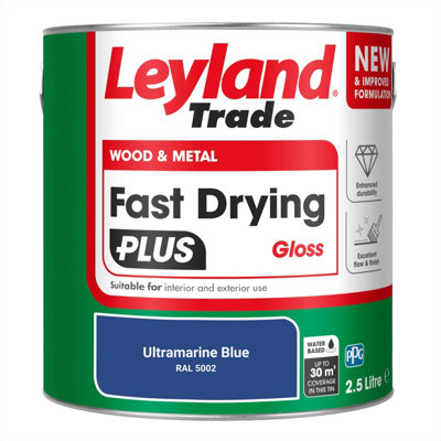 Leyland Trade Wood & Metal Fast Drying PLUS Gloss Paint Ultramarine ...