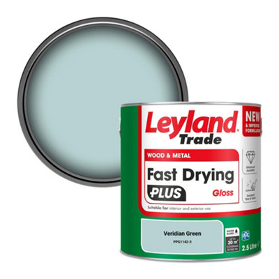 Leyland Trade Wood & Metal Fast Drying PLUS Gloss Paint Veridian Green (PPG1142-3) 2.5L