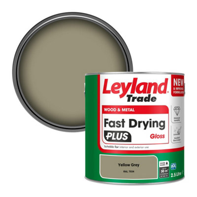 Leyland Trade Wood & Metal Fast Drying PLUS Gloss Paint Yellow Grey (RAL 7034) 2.5L
