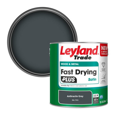 Leyland Trade Wood & Metal Fast Drying PLUS Satin Paint Anthracite Grey (RAL 7016) 2.5L