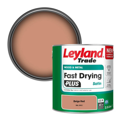 Leyland Trade Wood & Metal Fast Drying PLUS Satin Paint Beige Red (RAL 3012) 2.5L