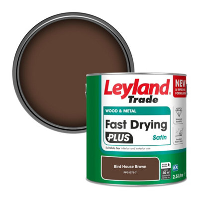 Leyland Trade Wood & Metal Fast Drying PLUS Satin Paint Bird House Brown (PPG1072-7) 2.5L