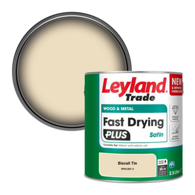 Leyland Trade Wood & Metal Fast Drying PLUS Satin Paint Biscuit Tin ...