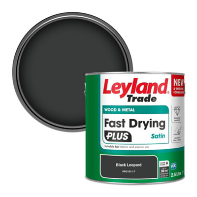 Leyland Trade Wood & Metal Fast Drying PLUS Satin Paint Black Leopard (PPG1011-7) 2.5L