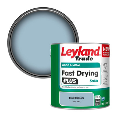 Leyland Trade Wood & Metal Fast Drying PLUS Satin Paint Blue Blossom (PPG1152-3) 2.5L