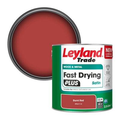 Leyland Trade Wood & Metal Fast Drying PLUS Satin Paint Burnt Red (PPG17-13) 2.5L