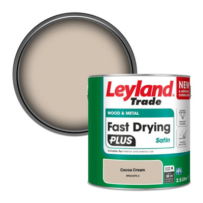 Leyland Trade Wood & Metal Fast Drying PLUS Satin Paint Cocoa Cream (PPG1079-3) 2.5L