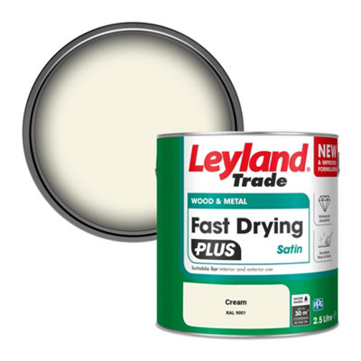 Leyland Trade Wood & Metal Fast Drying PLUS Satin Paint Cream (RAL 9001) 2.5L